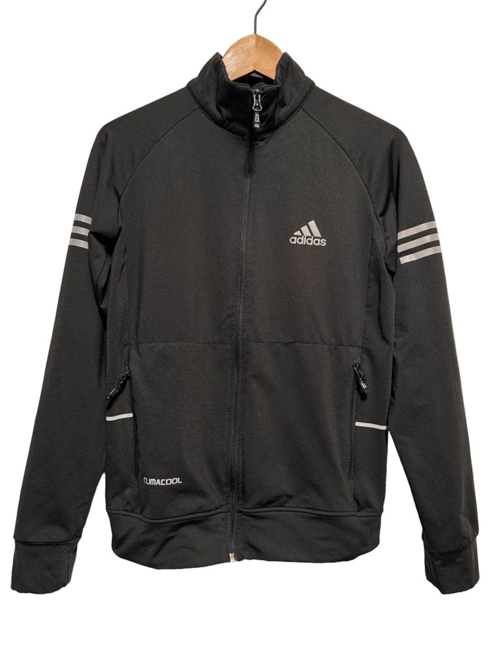 Adidas Climacool Mens S Black Running Track Jacket Reflective Full Zip